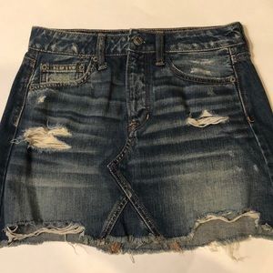 American Eagle ripped dark wash denim skirt